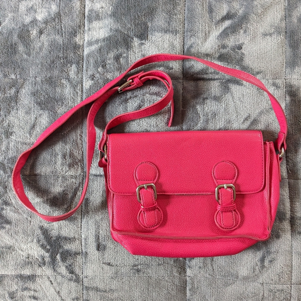 Forever 21 Pink Faux Leather Crossbody Purse w/ Adjustable Strap